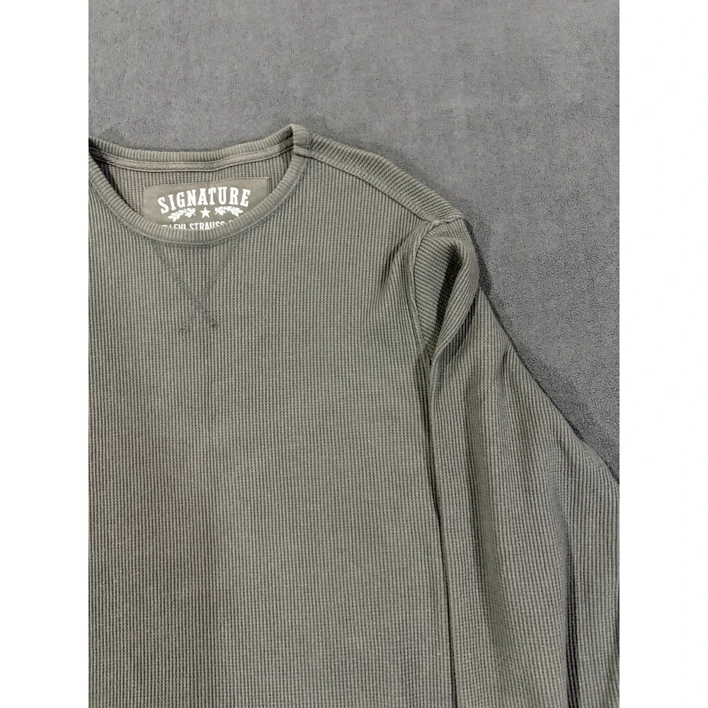 Signature by Levi's Strauss & Co Thermal Shirt Mens Medium Gray Cotton Crew Neck